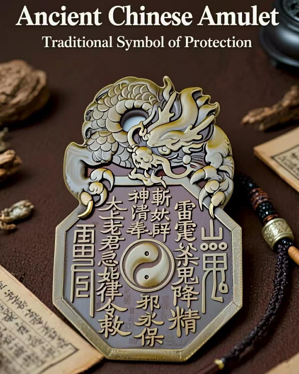 八卦龙纹山鬼朱砂牌